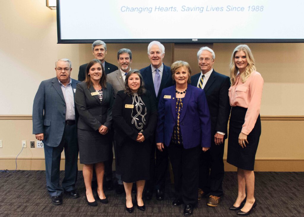 Leadership Circle John Cornyn with texas Alliance for Life Board and Staff
